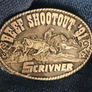 Vintage Solid Brass Cowboy Buckle